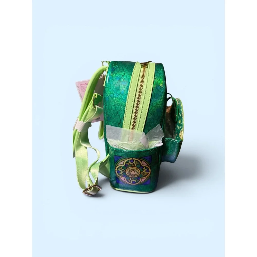 Loungefly Disney Princess Tiana Stained Glass Mini Backpack Green Iridescent New